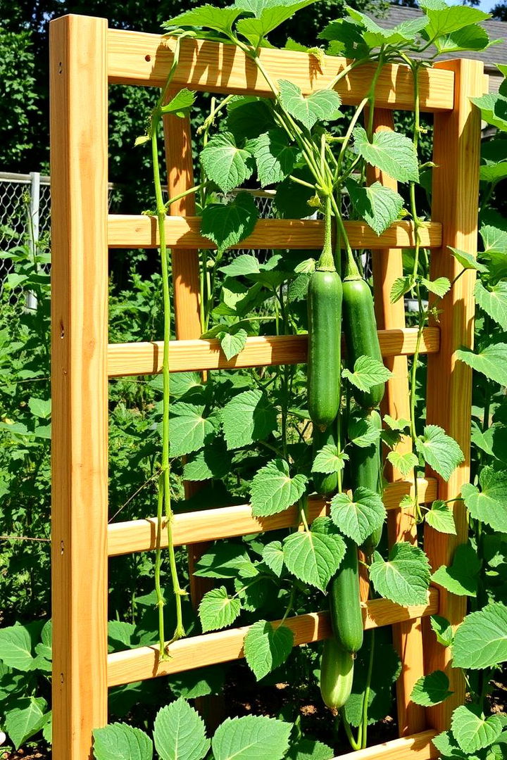 Classic Wooden Ladder Trellis - Cucumber Trellis Ideas for Vertical Garden Growth