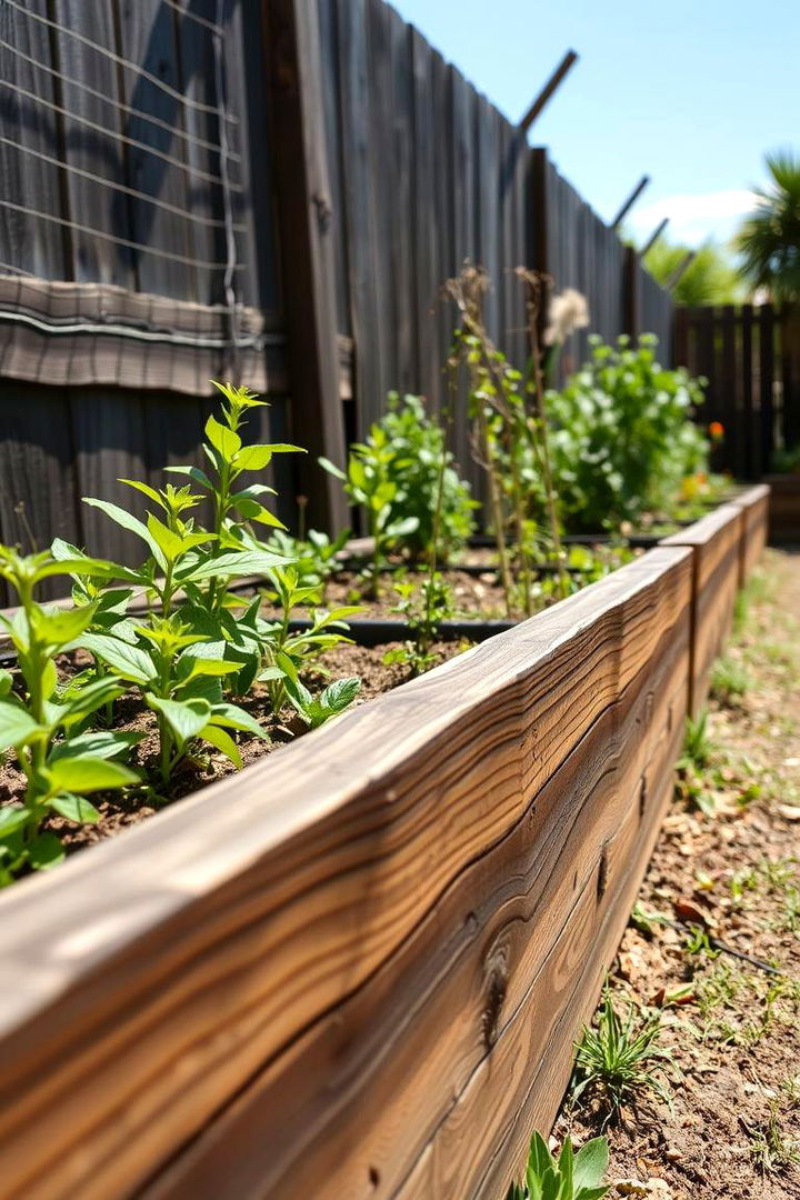 Classic Wooden Raised Bed Along Fence - Raised Garden Bed Along Fence Space-Saving Ideas