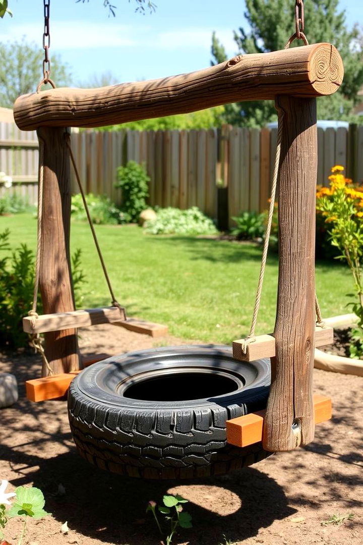 Classic Wooden Tire Swing - Tire Swing Ideas for Backyard Fun & Nostalgia