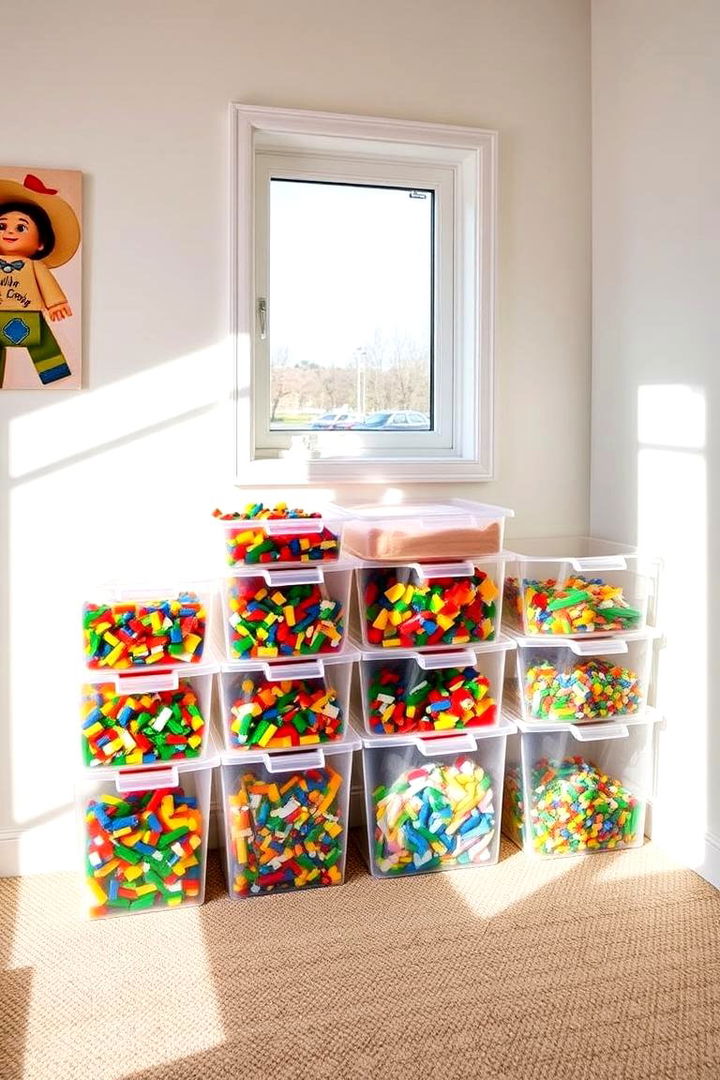 Clear Plastic Bins Organization - Lego Storage Ideas to Organize Kids' Playrooms Effortlessly