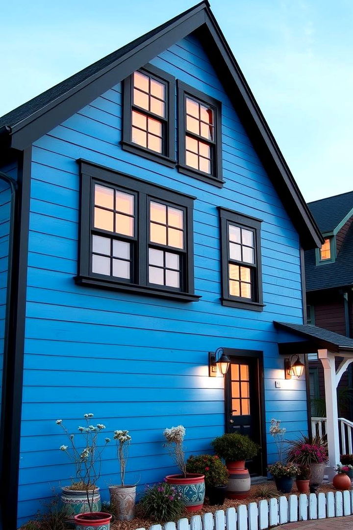 Coastal Blue Tranquility - Blue House With Black Trim Exterior Design Concepts