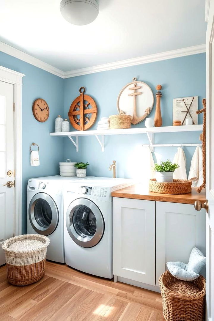 Coastal Blue Vibes - Blue Laundry Room Ideas for a Cheerful Workspace
