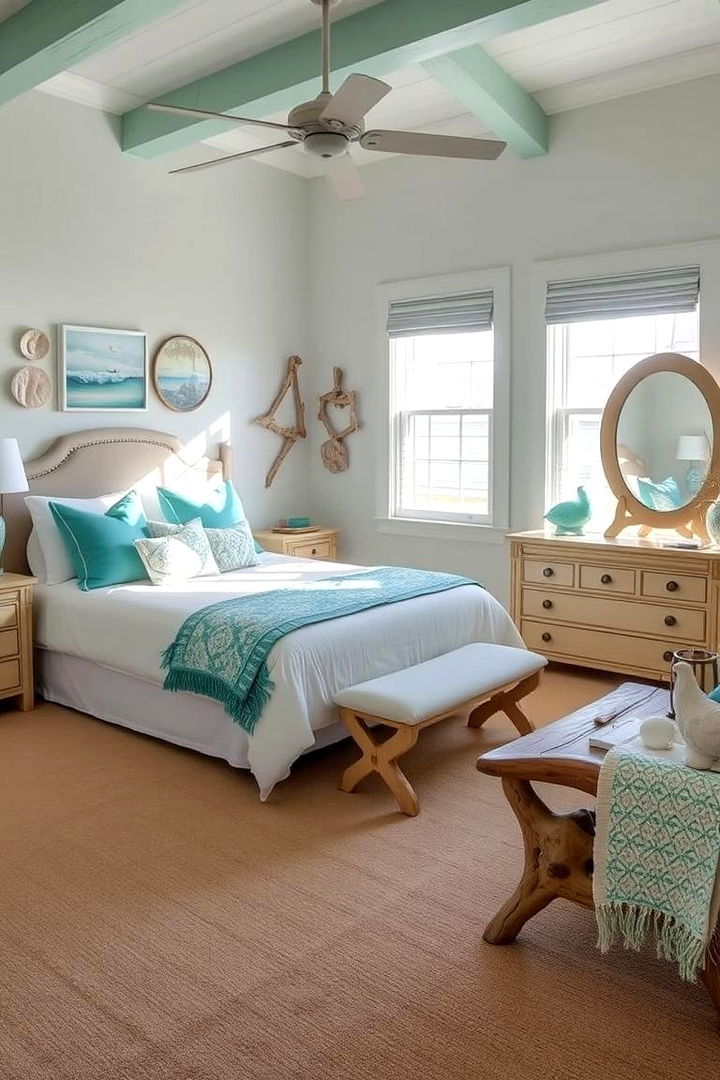 Coastal Escape Vibe - Turquoise Bedroom Ideas: Serene to Vibrant Style Guides