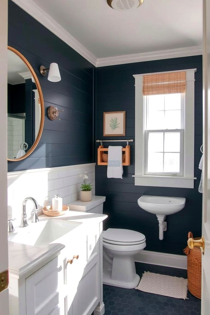 Coastal Navy Escape - Navy Blue Bathroom Ideas for a Dramatic and Luxurious Retreat