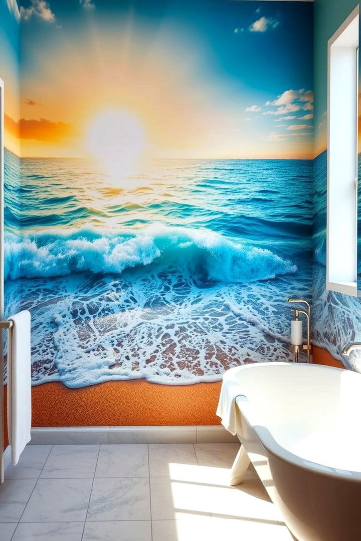 Coastal Seascape Murals - Bathroom Art Ideas to Personalize Your Space