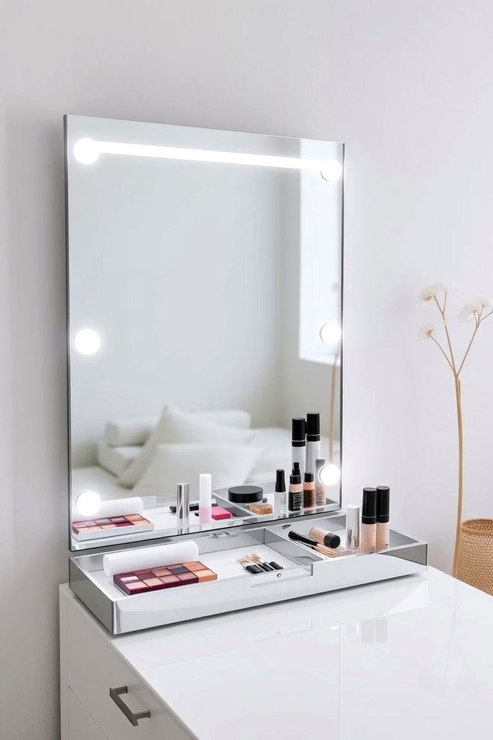 Compact Mirror Vanity Brilliance - Glamorous Makeup Vanity Ideas for Organized Beauty Routines