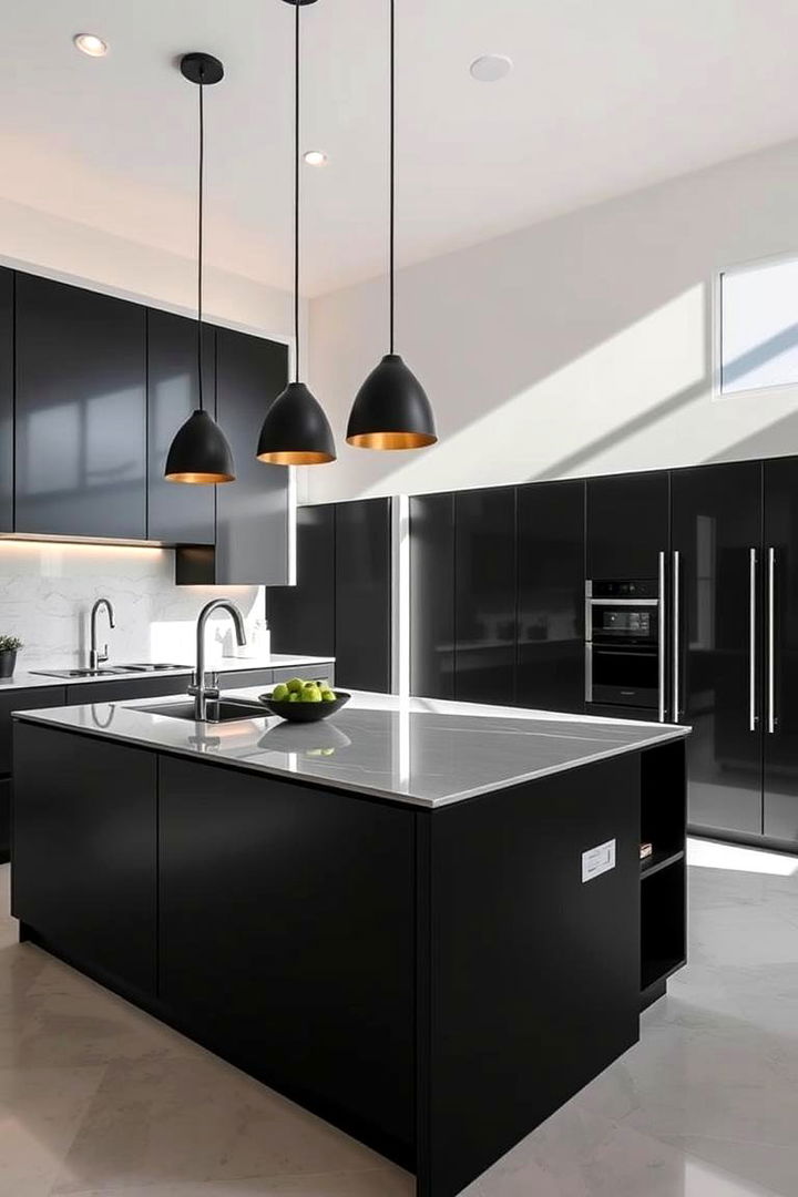 Contemporary Black Elegance - Striking Black Kitchen Island Ideas for Bold Centerpieces