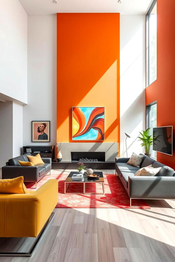 Contemporary Bold Statement - Orange Accent Wall Ideas for Bold Interior Designs