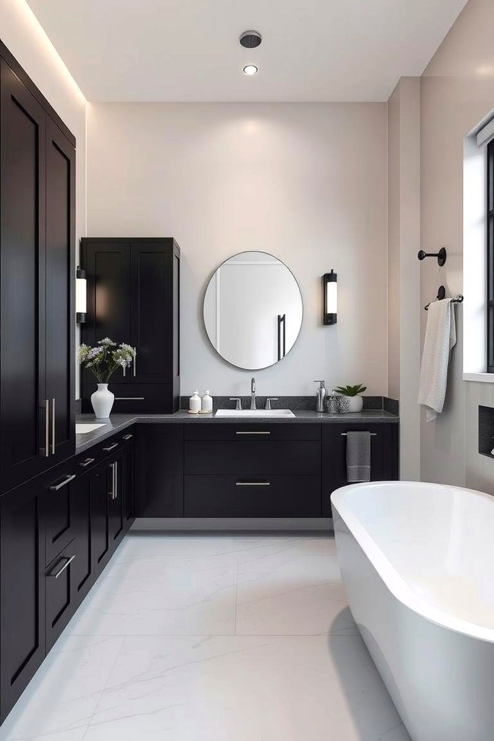 Contemporary Chic Ambiance - Bold Bathroom Ideas with Black Cabinets for Dramatic Style