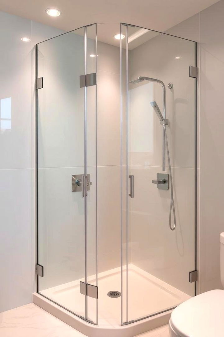 Contemporary Elegance - Space-Saving Corner Shower Ideas for Stylish Bathroom Layouts