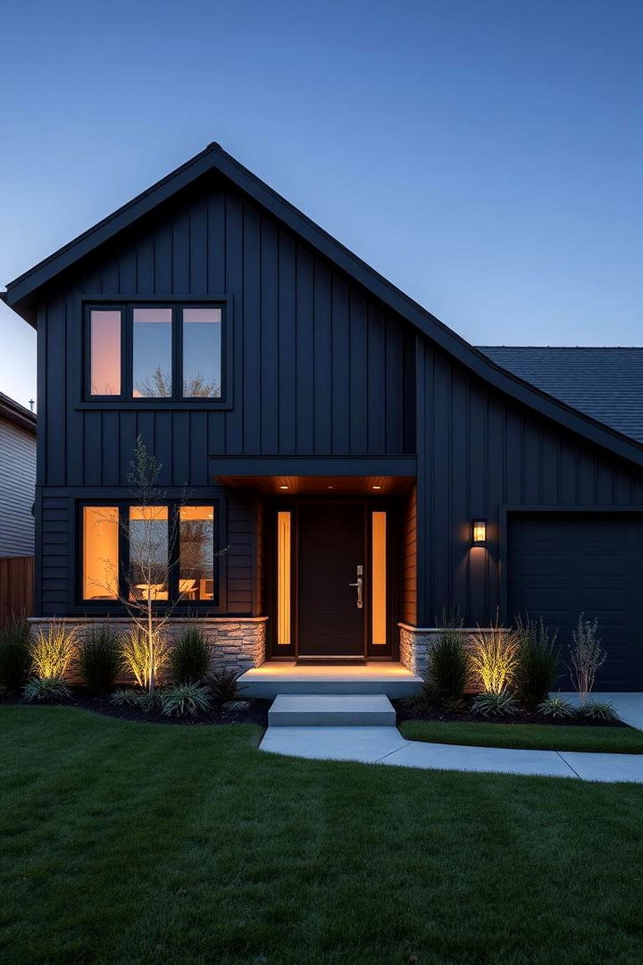 Contemporary Elegance in Matte Black - Black Siding House Exterior Ideas for Bold Modern Facades