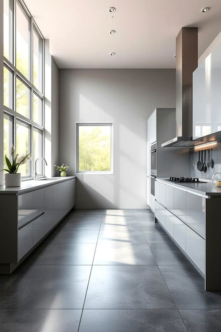 Contemporary Elegance - Modern Kitchens With Sleek Grey Flooring Ideas