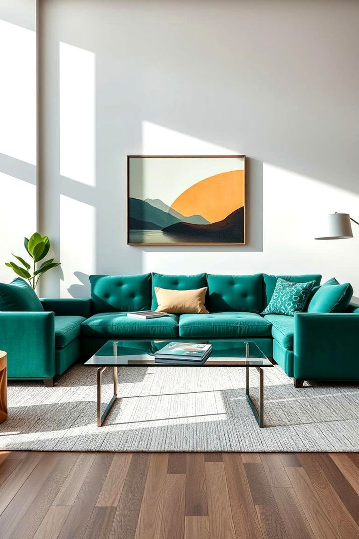 Contemporary Emerald Elegance - Emerald Green Sofa Ideas for Bold Living Room Style