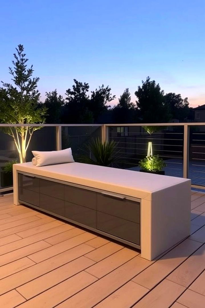 Contemporary Minimalist Deck Bench - Built-In Deck Bench Ideas for Functional Outdoor Seating