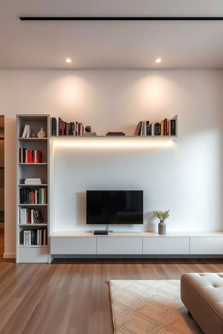 Contemporary Minimalist Design - Living Room Bookshelf Ideas for Stylish Storage