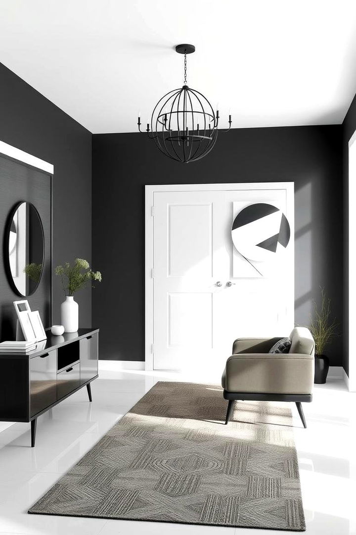 Contemporary Minimalist Entryway - Chic Black and White Entryway Design Inspirations