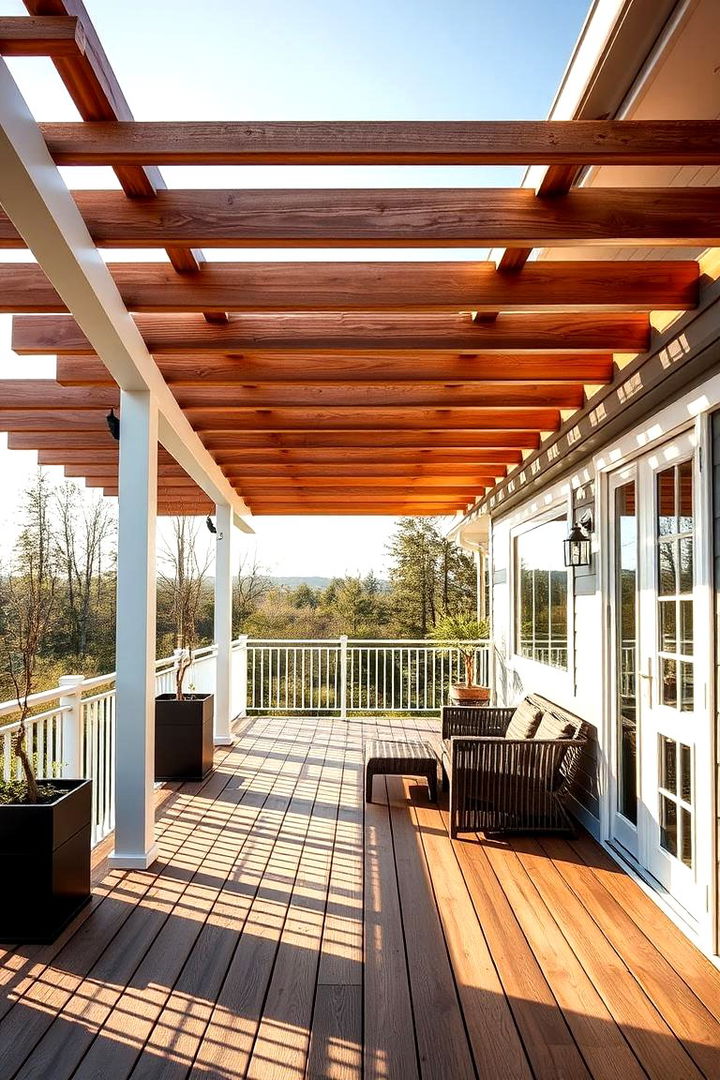 Contemporary Pergola Integration - Partially Covered Deck Ideas for Shade and Versatility