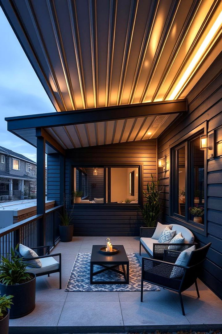 Contemporary Urban Charm - Metal Roof Porch Design Ideas: Durable & Stylish
