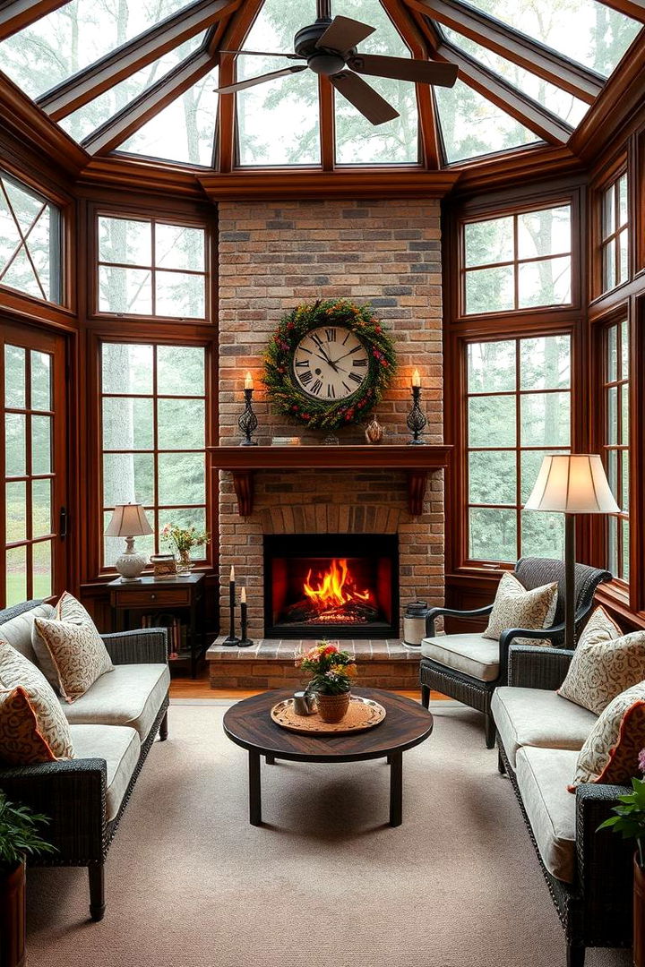 Cozy Ambiance - Cozy Sunroom Designs with Fireplaces for Winter Relaxation
