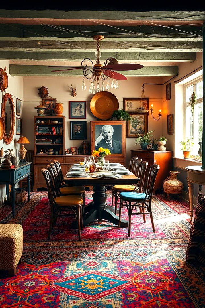Cozy Bohemian Carpet Retreat - Plush Carpeted Dining Room Ideas for Warm Gatherings