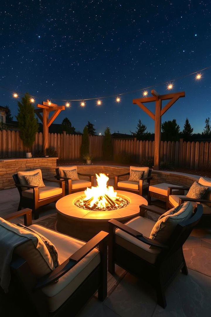 Cozy Fire Pit Lounge - Inviting Outdoor Seating Ideas for Entertaining Guests
