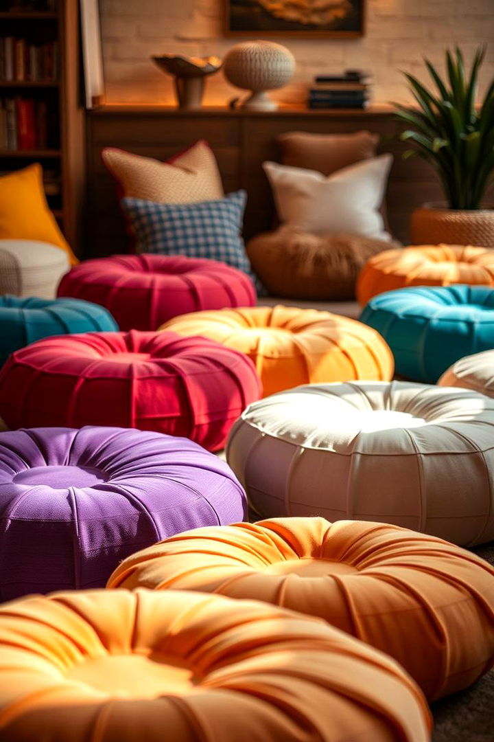 Cozy Floor Cushions and Poufs - Floor Seating Ideas to Maximize Living Space
