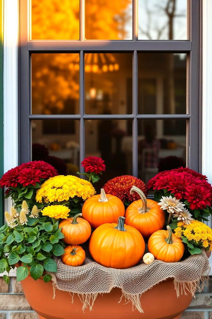 Cozy Pumpkin Accent Window Boxes - Fall Window Box Ideas to Brighten Your Home Exterior
