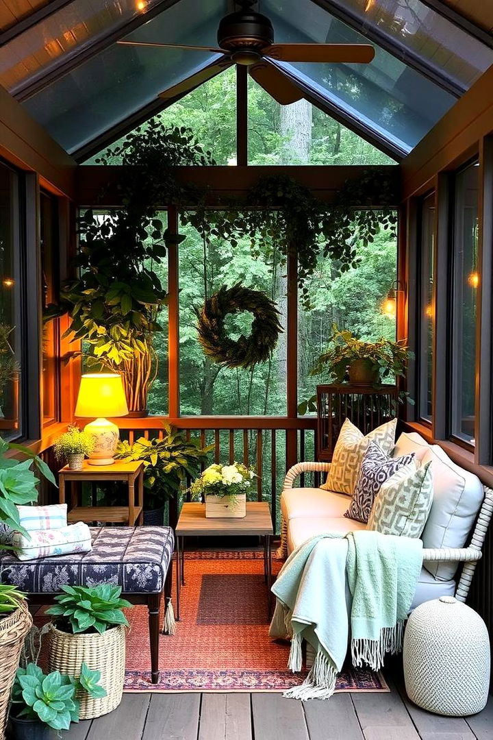 Cozy Retreat Nook - Inviting Small Screened-in Porch Ideas for Year-Round Use