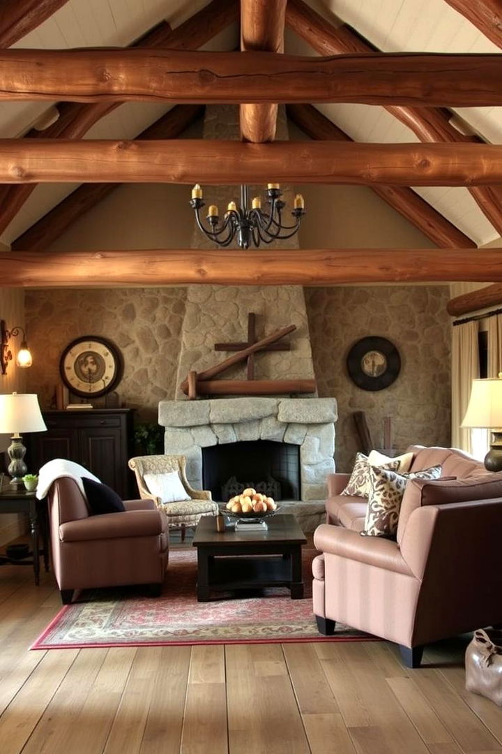Cozy Rustic Living Room Ambiance - Log Cabin Interior Design Ideas for Cozy Rustic Homes