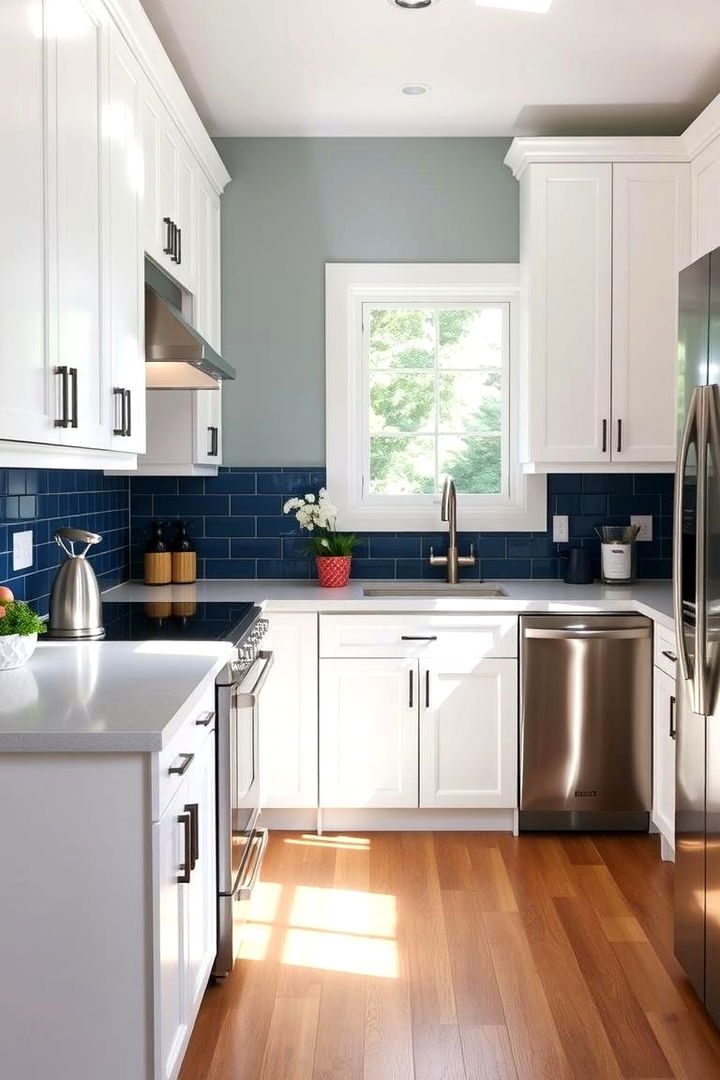 Crisp White and Navy Contrast - Kitchen Color Ideas to Refresh Your Cooking Space