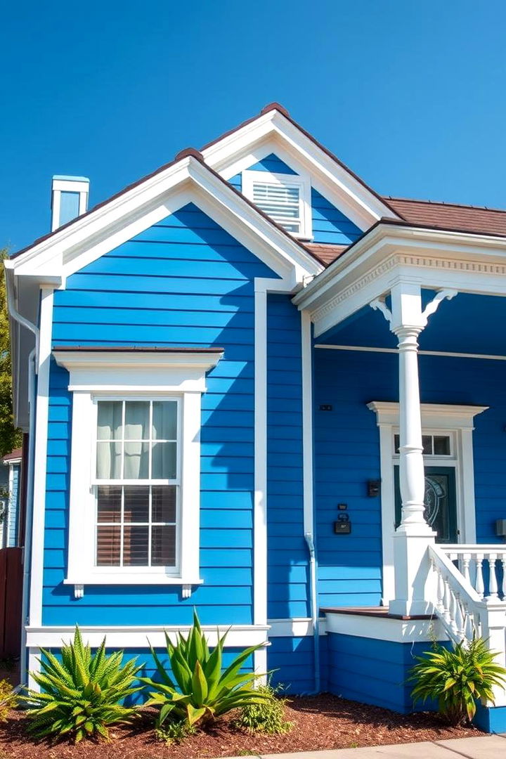 Curb Appeal Enhancement - Blue House Siding With White Trim Exterior Inspirations