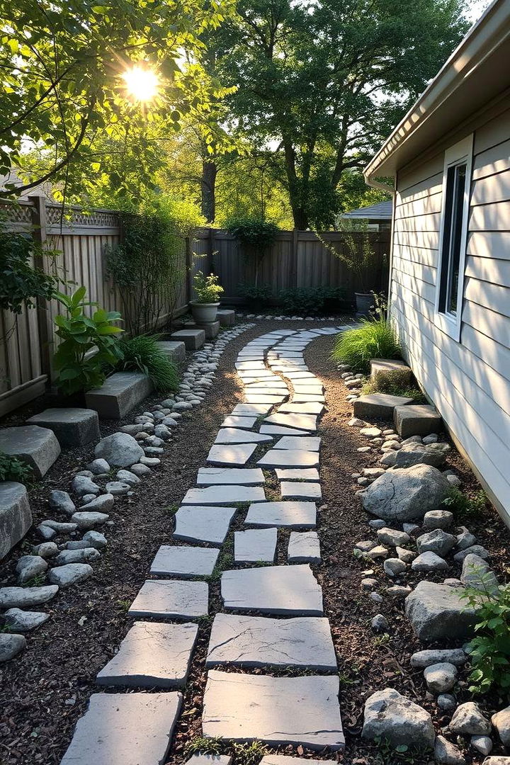 DIY Stone Pathway Creation - Cheap Backyard Makeover Ideas on a Budget