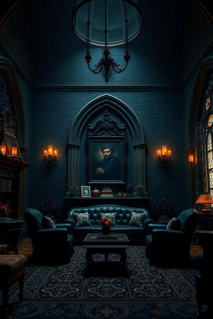 Dramatic Dark Walls and Moody Atmosphere - Gothic Living Room Ideas for Bold Interior Statements