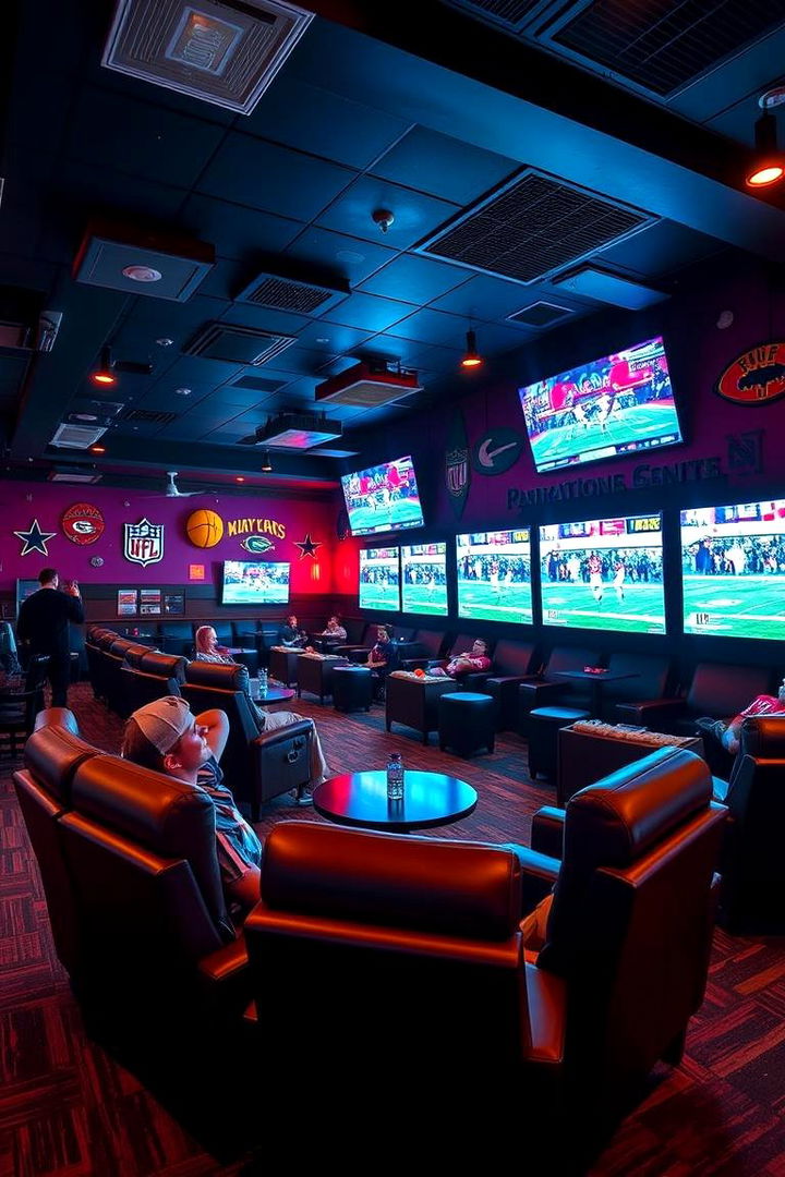 Dynamic Sports Lounge - Ultimate Man Cave Ideas for a Personalized Retreat