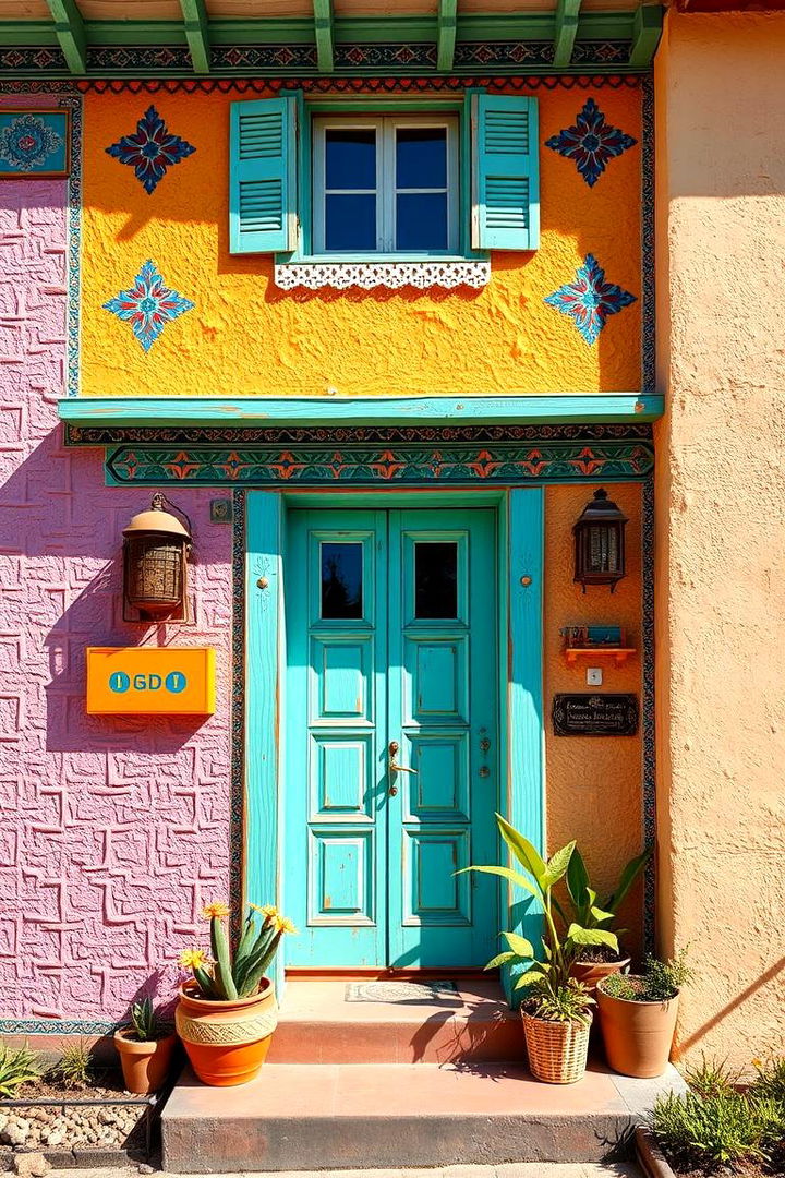 Eclectic Colorful Facade - Boho House Exterior Ideas with Global Charm