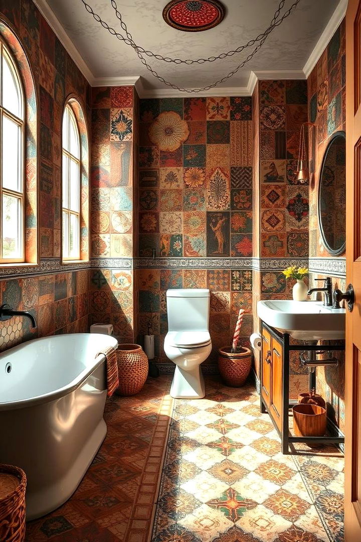 Eclectic Tile Patterns - Boho Bathroom Ideas for a Relaxed, Eclectic Oasis