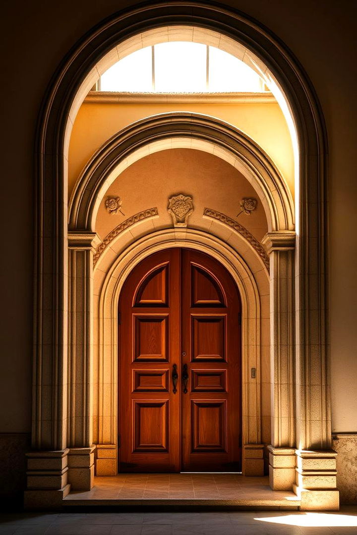 Elegant Arched Doorway Charm - Mediterranean Front Door Ideas for Welcoming Entryways