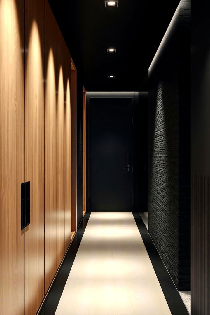 Elegant Contrast and Texture - Elegant Black Hallway Design Ideas for Modern Homes