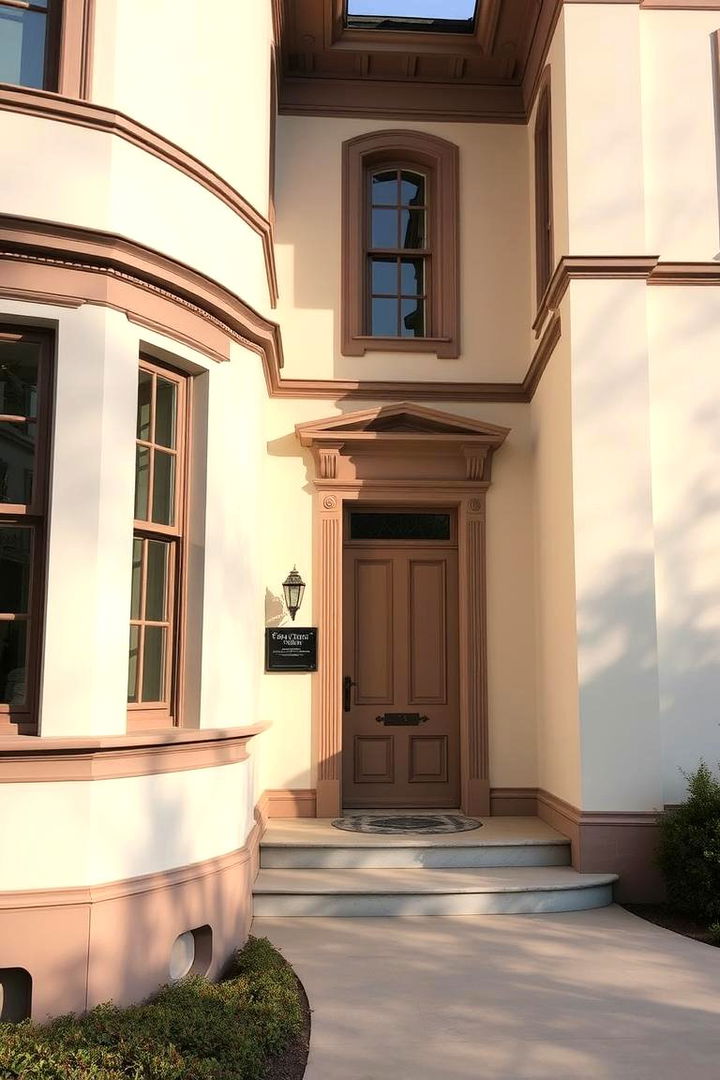 Elegant Cream Facade Perfection - Cream and Brown House Exterior Ideas for Curb Appeal