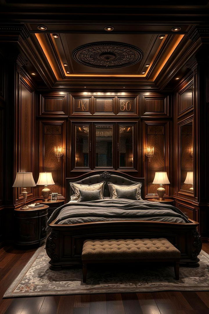 Elegant Dark Wood Hues - Dark Wood Bedroom Ideas for Cozy Sophistication