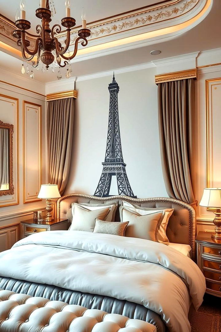 Elegant Eiffel Charm - Paris-Themed Bedroom Ideas for Romantic and Timeless Style
