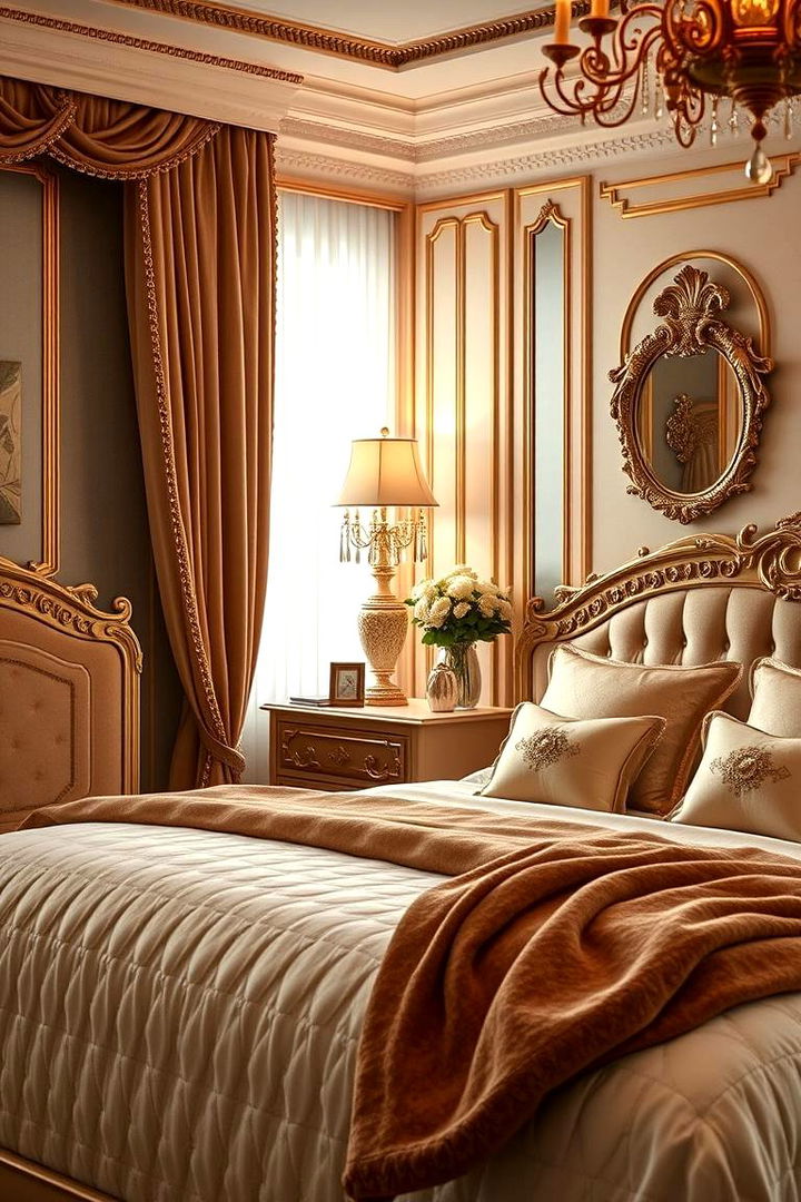 Elegant Gold Accents - Gold Bedroom Ideas: Warm & Luxurious Decor Inspirations