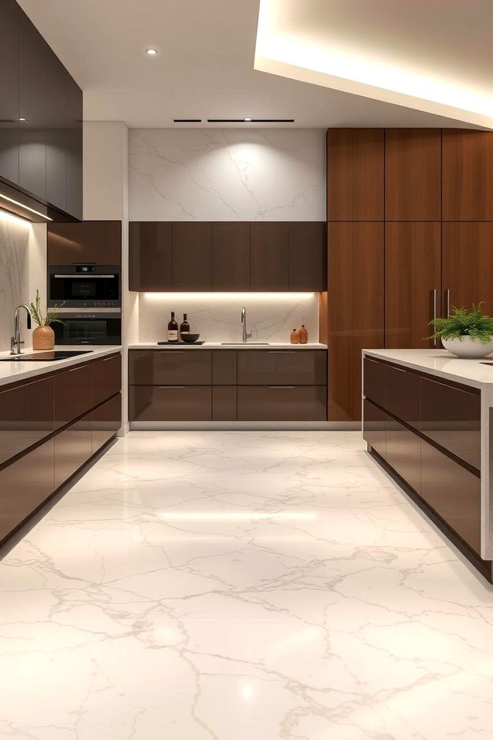 Elegant Marble Flooring - Durable & Stylish Kitchen Flooring Ideas for Every Budget