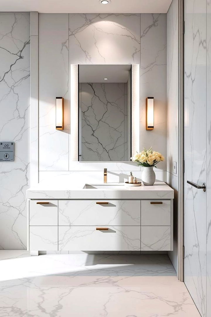 Elegant Marble Vanity Design - Marble Bathroom Ideas: Veined Countertops & Wet Rooms