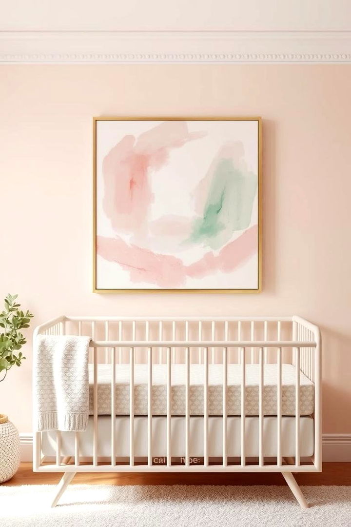 Elegant Pastel Wall Art - Pink and Green Nursery Ideas: Calming & Whimsical Spaces