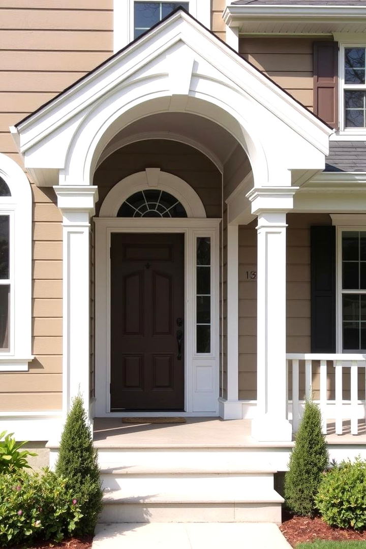 Elegant Taupe with Crisp White Trim - Taupe Exterior House Color Combination Ideas