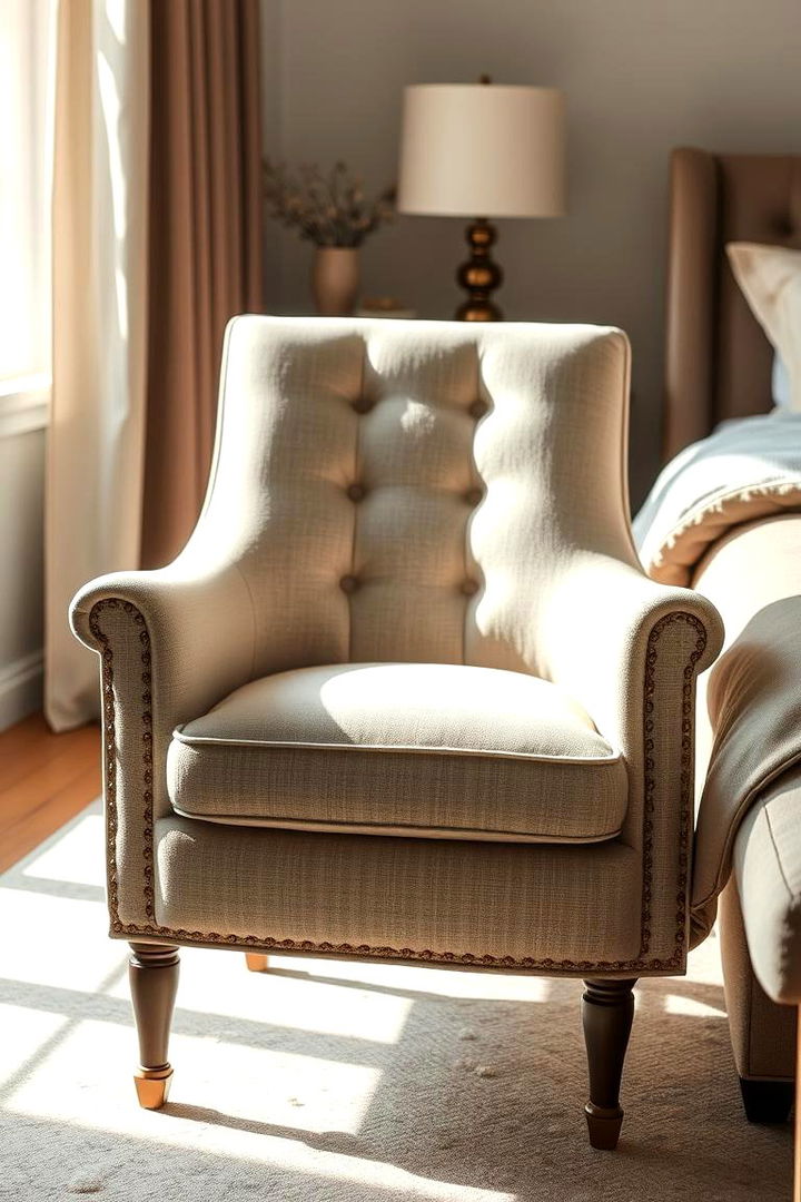 Elegant Upholstered Accent Chair - Comfortable Bedroom Chair Ideas for Relaxation