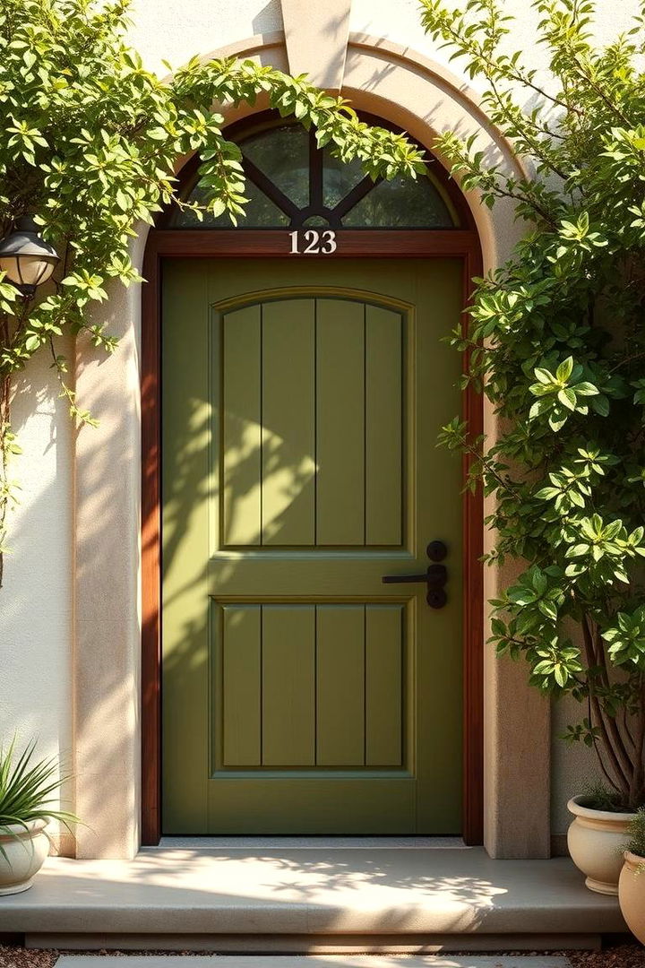 Embrace Natural Olive Hues - Olive Green Front Door Designs for Curb Appeal