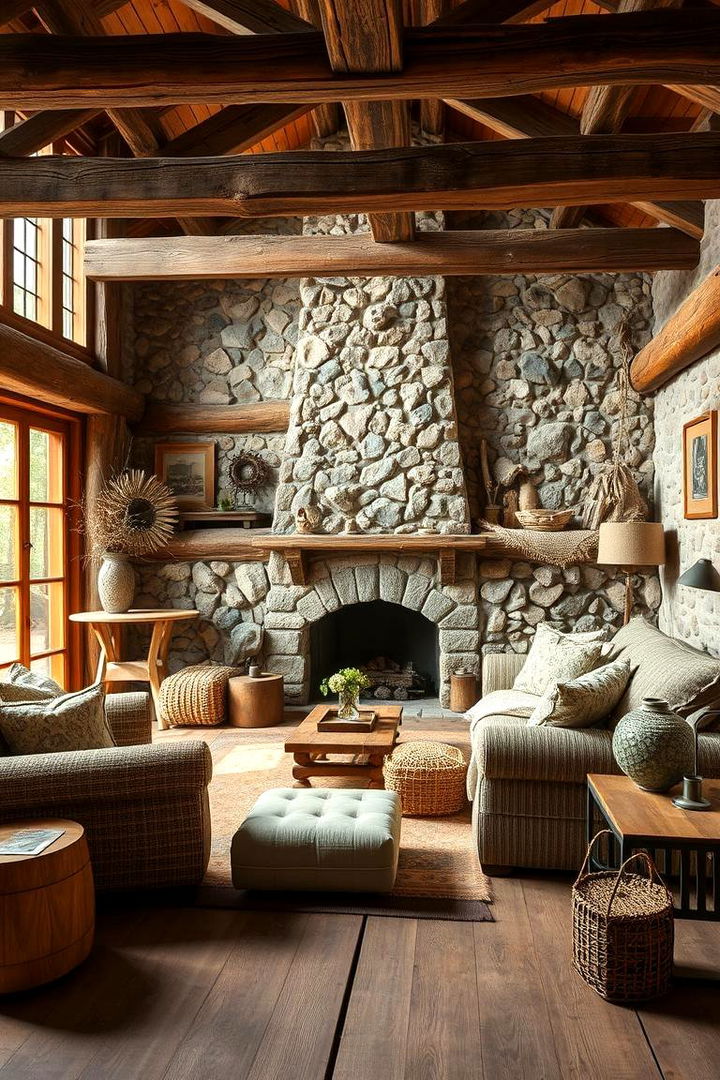 Embracing Natural Materials - Primitive Living Room Ideas for Cozy Rustic Ambiance