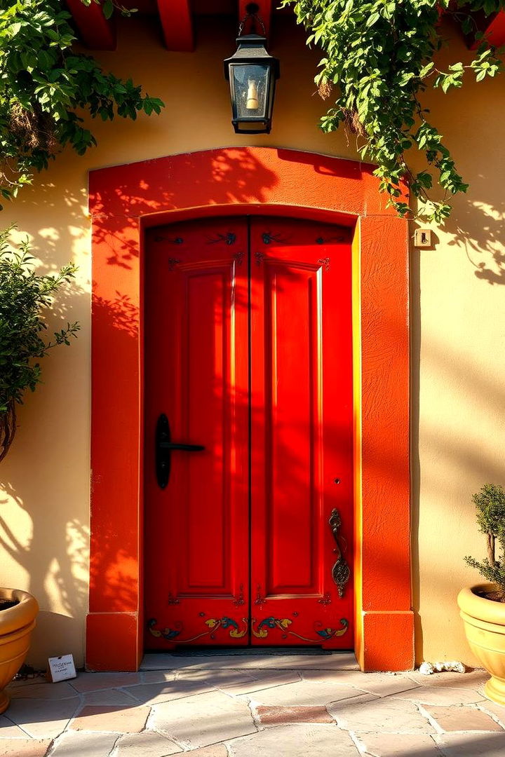 Embracing Vibrant Colors - Spanish-Style Front Door Designs for Curb Appeal